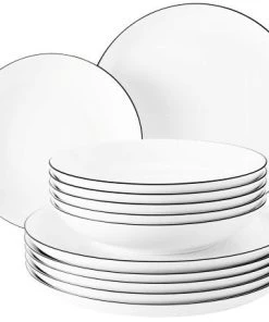 Seltmann Weiden Lido Black Line Tafelservice 12-teilig Rund