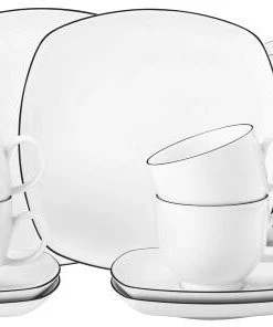 Seltmann Weiden Lido Black Line Kaffeeservice 18-teilig Eckig
