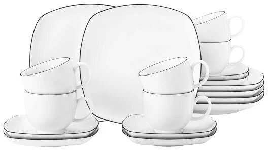 Seltmann Weiden Lido Black Line Kaffeeservice 18-teilig Eckig 3 Seltmann Weiden Lido Black Line Kaffeeservice 18-teilig Eckig