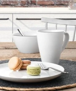 Seltmann Weiden Lido Black Line Frühstücksteller Rund 20 Cm -WMF Geschäft 33 10826 frueh 18tlg 02