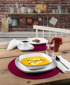 Seltmann Weiden Lido Black Line Speiseteller Flach Eckig 26 Cm -WMF Geschäft 33 10826 kombi 30 tlg D eck 01