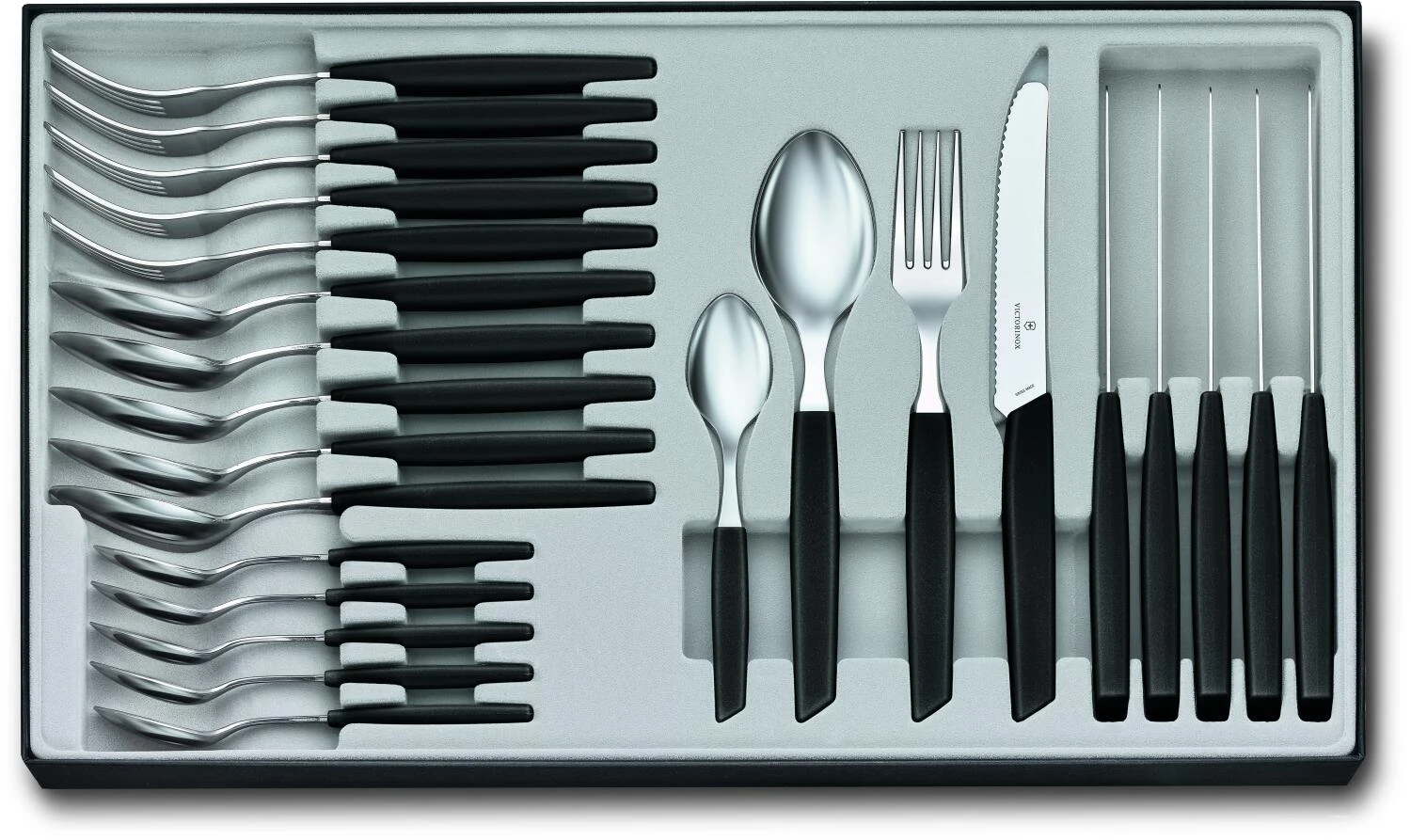 Victorinox Swiss Modern Besteck-Set Mit Tomatenmessern, 24-teilig, Schwarz 3 Victorinox Swiss Modern Besteck-Set Mit Tomatenmessern, 24-teilig, Schwarz