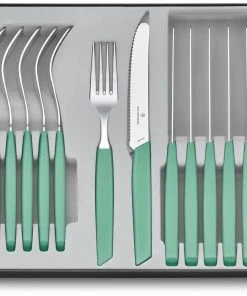 Victorinox Swiss Modern Besteck-Set Mit Tomatenmessern, 12-teilig, Minzgrün