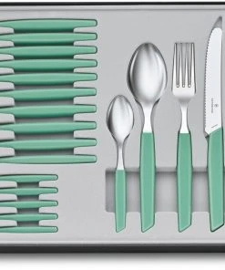 Victorinox Swiss Modern Besteck-Set Mit Tomatenmessern, 24-teilig, Minzgrün