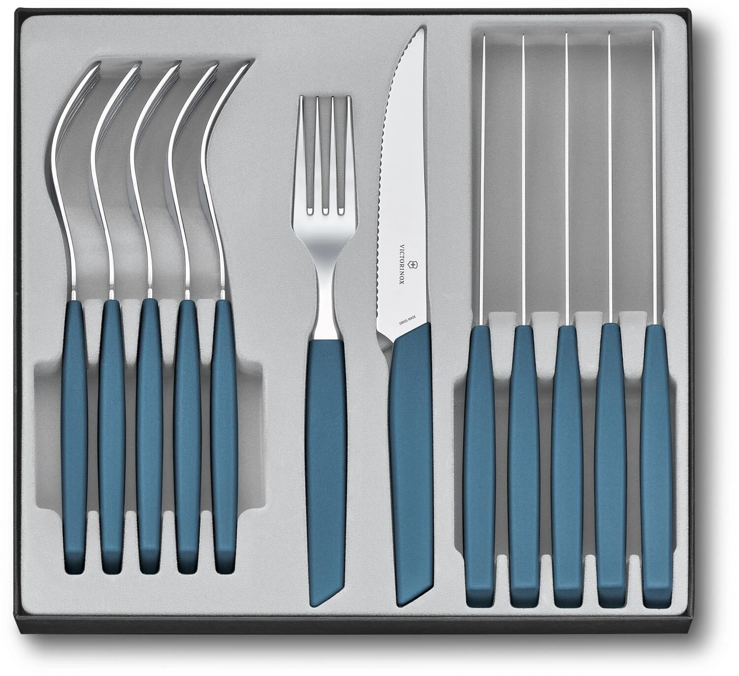 Victorinox Swiss Modern Besteck-Set Mit Steakmessern, 12-teilig, Kornblumen-blau 3 Victorinox Swiss Modern Besteck-Set Mit Steakmessern, 12-teilig, Kornblumen-blau