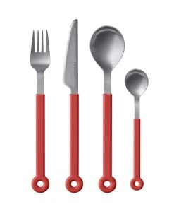 Mono Ring Besteckset In Rot, 4tlg.